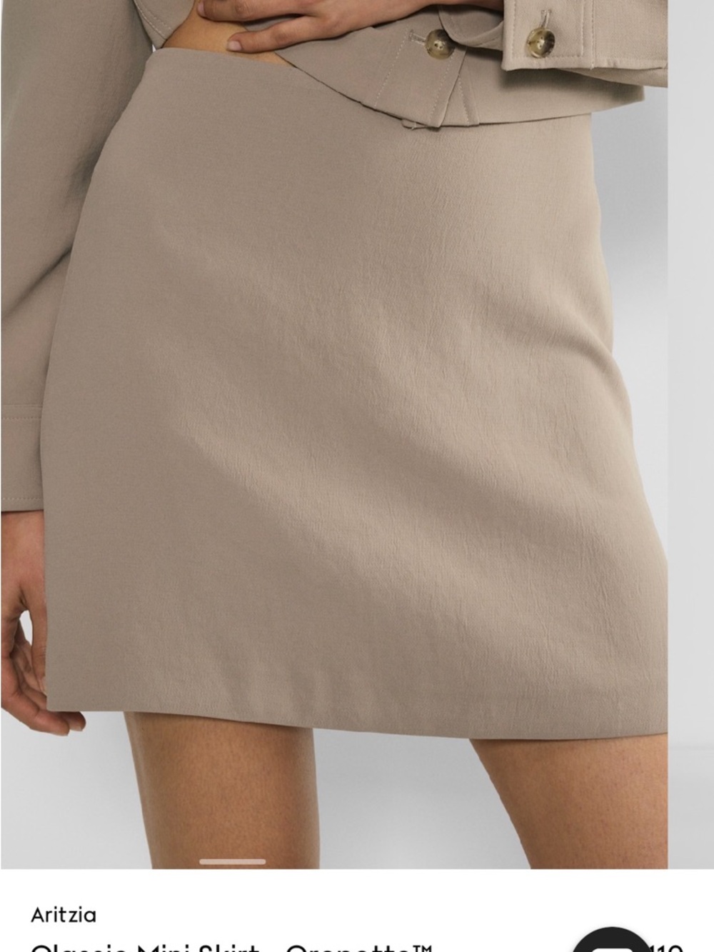 Aritzia Classic Mini Skirt in Taupe